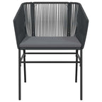 5-tlg. Garten-Essgruppe mit Kissen Schwarz Poly Rattan Glas