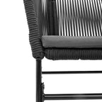 5-tlg. Garten-Essgruppe mit Kissen Schwarz Poly Rattan Glas