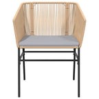 5-tlg. Garten-Essgruppe mit Kissen Braun Poly Rattan Glas