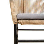 5-tlg. Garten-Essgruppe mit Kissen Braun Poly Rattan Glas