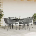 5-tlg. Garten-Essgruppe mit Kissen Grau Poly Rattan Glas