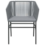 5-tlg. Garten-Essgruppe mit Kissen Grau Poly Rattan Glas
