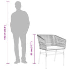 5-tlg. Garten-Essgruppe mit Kissen Grau Poly Rattan Glas