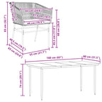 5-tlg. Garten-Essgruppe mit Kissen Grau Poly Rattan Glas