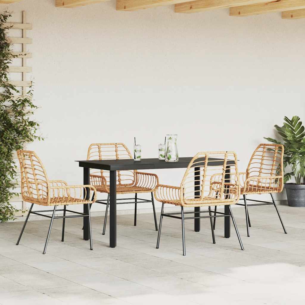 5-teiliges Garten-Esszimmerset Braunes Polyrattanglas