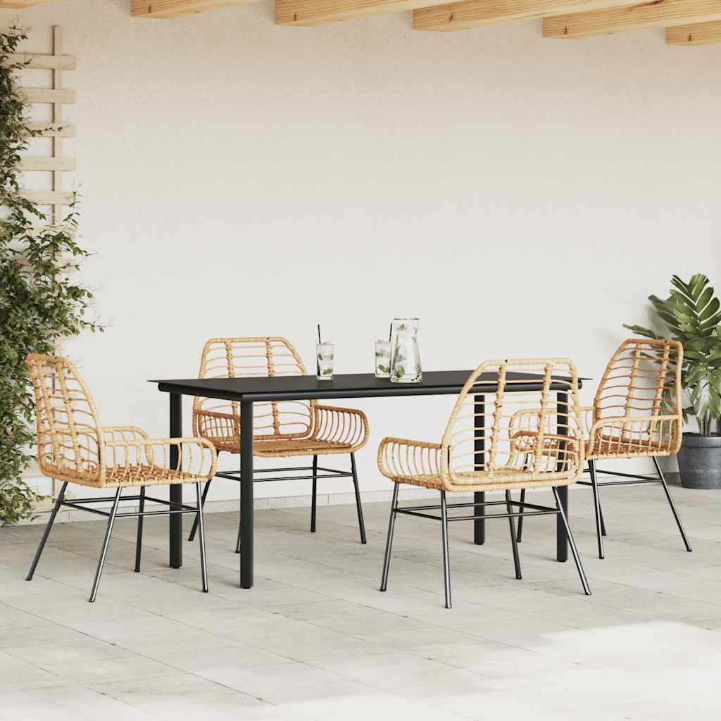5-teiliges Garten-Esszimmerset Braunes Polyrattanglas