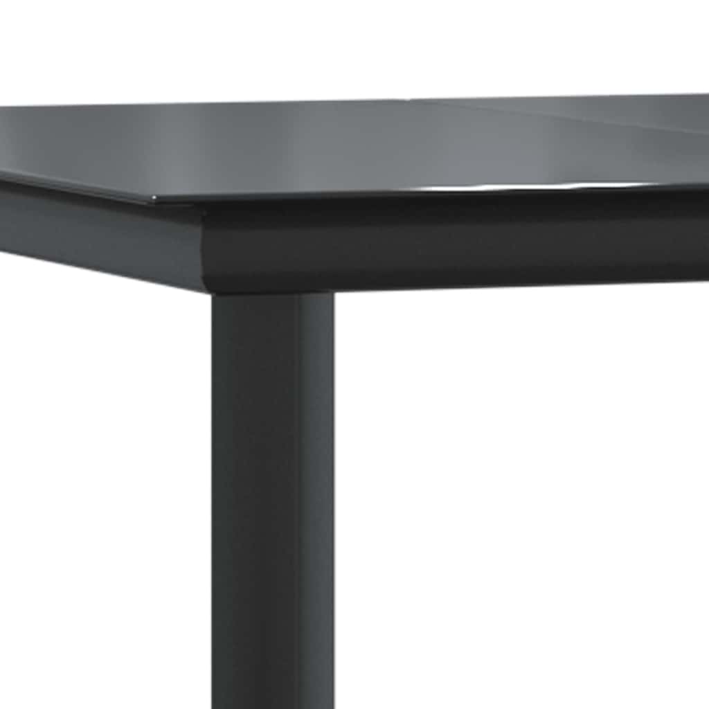 5-tlg. Garten-Essgruppe mit Kissen Schwarz Poly Rattan Glas