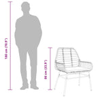 5-tlg. Garten-Essgruppe mit Kissen Schwarz Poly Rattan Glas