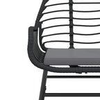 9-tlg. Garten-Essgruppe mit Kissen Schwarz Poly Rattan Glas