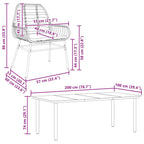 9-tlg. Garten-Essgruppe mit Kissen Schwarz Poly Rattan Glas