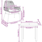 3-tlg. Garten-Essgruppe mit Kissen Schwarz Poly Rattan Glas