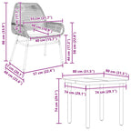 5-tlg. Garten-Essgruppe mit Kissen Schwarz Poly Rattan Glas