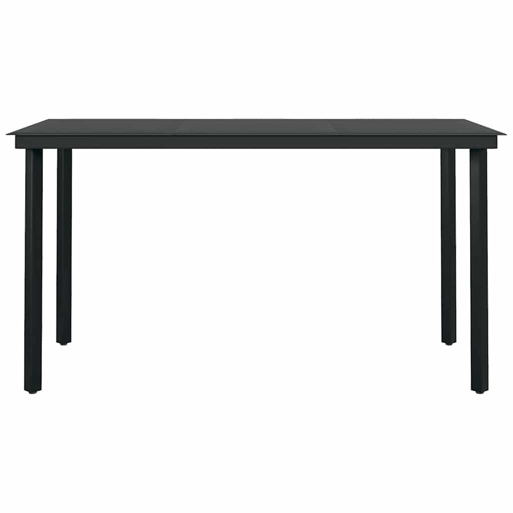 5-tlg. Garten-Essgruppe mit Kissen Schwarz Poly Rattan Glas