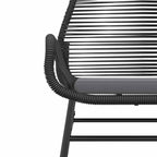 5-tlg. Garten-Essgruppe mit Kissen Schwarz Poly Rattan Glas