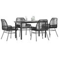5-tlg. Garten-Essgruppe mit Kissen Schwarz Poly Rattan Glas
