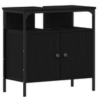 Badezimmermöbel-Set mit Regal 2 pcs Schwarz Holzwerkstoff