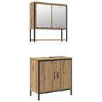 Badezimmermöbel-Set mit Regal mit Tür 2 pcs Braun Holzwerkstoff