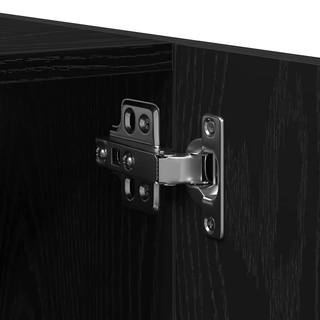 Badezimmermöbel-Set 3 pcs Schwarz Eichen-Optik Holzwerkstoff