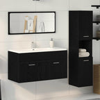 Badezimmermöbel-Set 3 pcs Schwarz Eichen-Optik Holzwerkstoff