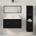Badezimmermöbel-Set 3 pcs Schwarz Eichen-Optik Holzwerkstoff