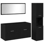 Badezimmermöbel-Set 3 pcs Schwarz Eichen-Optik Holzwerkstoff