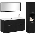 Badezimmermöbel-Set 3 pcs Schwarz Eichen-Optik Holzwerkstoff