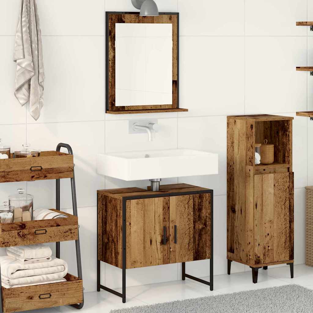 Badezimmermöbel-Set Wandmontiert 2 pcs Braun Holzwerkstoff