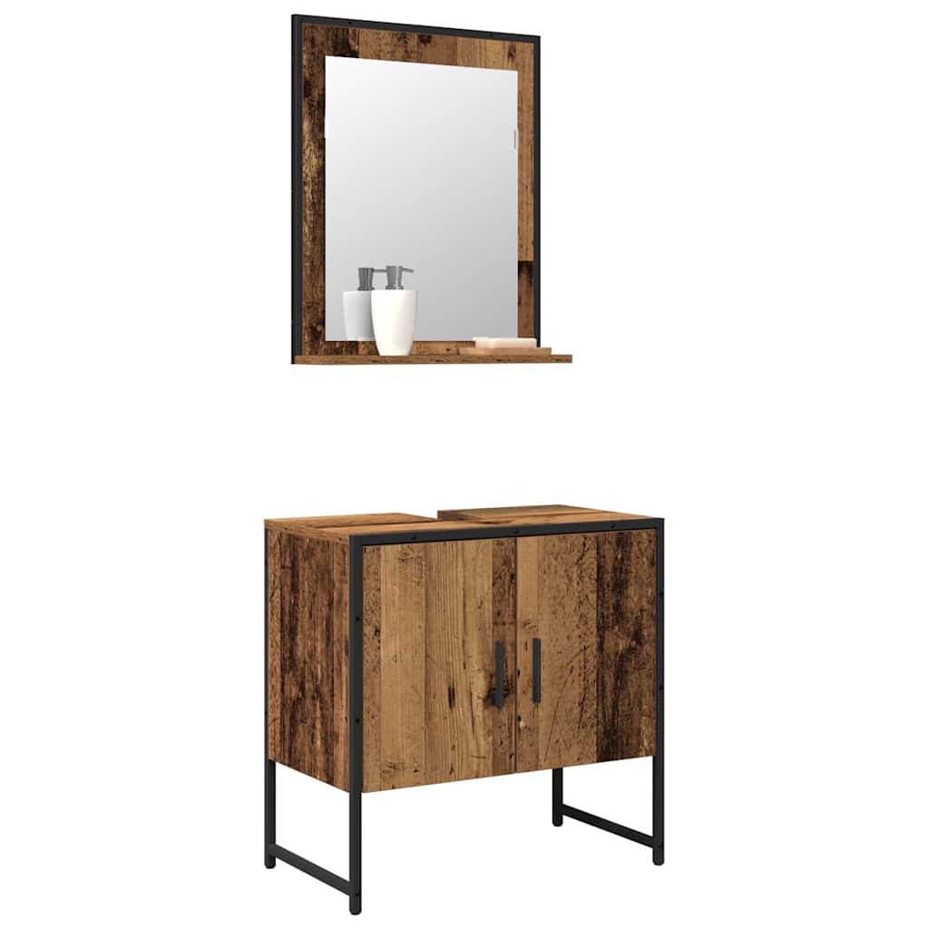Badezimmermöbel-Set Wandmontiert 2 pcs Braun Holzwerkstoff