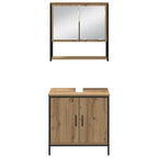 Badezimmermöbel-Set mit Regal mit Tür 3 pcs Braun Holzwerkstoff
