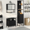 Badezimmermöbel-Set 3 pcs Schwarz Eichen-Optik Holzwerkstoff