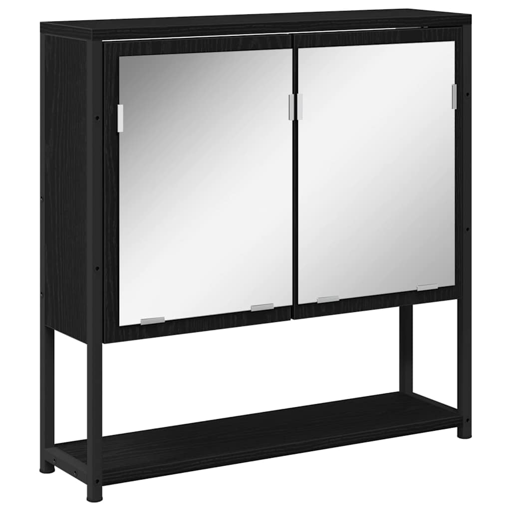 Badezimmermöbel-Set 3 pcs Schwarz Eichen-Optik Holzwerkstoff