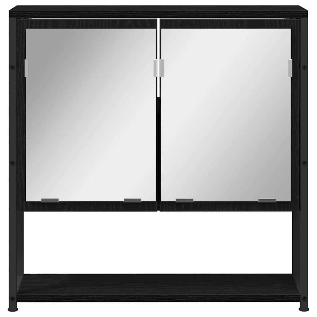 Badezimmermöbel-Set 3 pcs Schwarz Eichen-Optik Holzwerkstoff