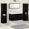 Badezimmermöbel-Set 4 pcs Schwarz Eichen-Optik Holzwerkstoff