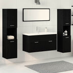 Badezimmermöbel-Set 4 pcs Schwarz Eichen-Optik Holzwerkstoff