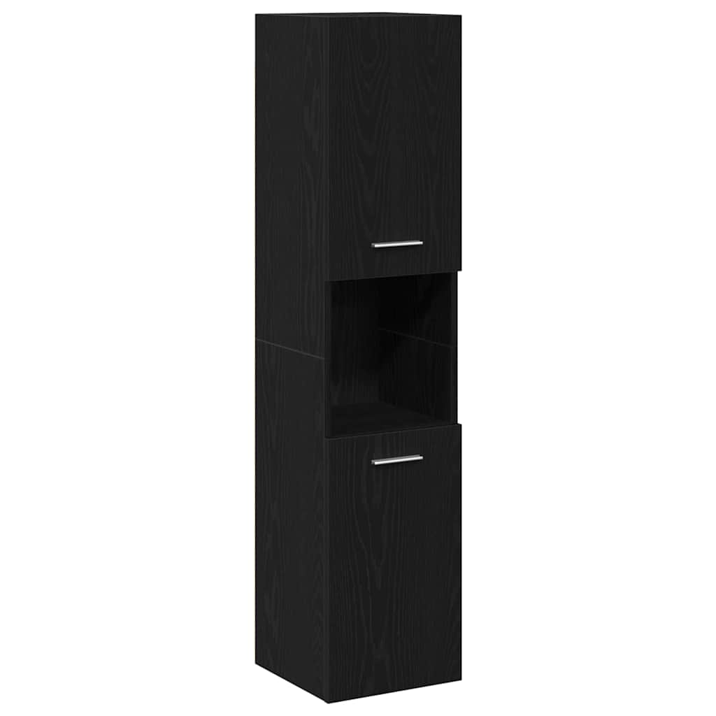 Badezimmermöbel-Set 4 pcs Schwarz Eichen-Optik Holzwerkstoff