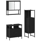Badezimmermöbel-Set mit Regal 3 pcs Schwarz Holzwerkstoff