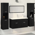 Badezimmermöbel-Set 4 pcs Schwarz Eichen-Optik Holzwerkstoff