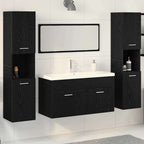 Badezimmermöbel-Set 4 pcs Schwarz Eichen-Optik Holzwerkstoff