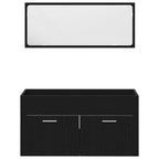 Badezimmermöbel-Set 4 pcs Schwarz Eichen-Optik Holzwerkstoff