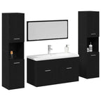 Badezimmermöbel-Set 4 pcs Schwarz Eichen-Optik Holzwerkstoff
