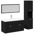 Badezimmermöbel-Set 4 pcs Schwarz Eichen-Optik Holzwerkstoff