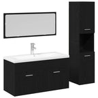 Badezimmermöbel-Set 4 pcs Schwarz Eichen-Optik Holzwerkstoff