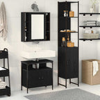 Badezimmermöbel-Set 3 pcs Schwarz Eichen-Optik Holzwerkstoff