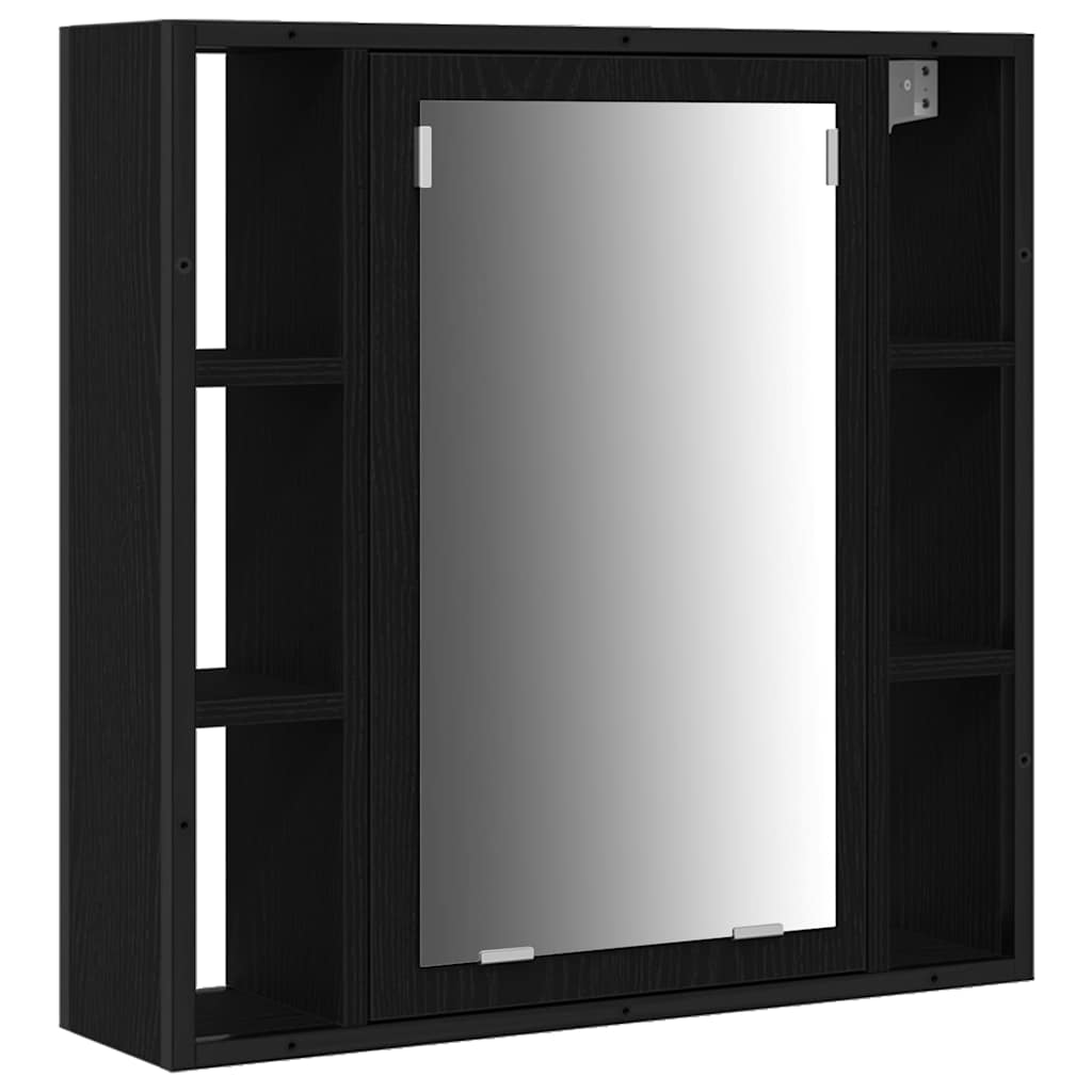 Badezimmermöbel-Set 3 pcs Schwarz Eichen-Optik Holzwerkstoff