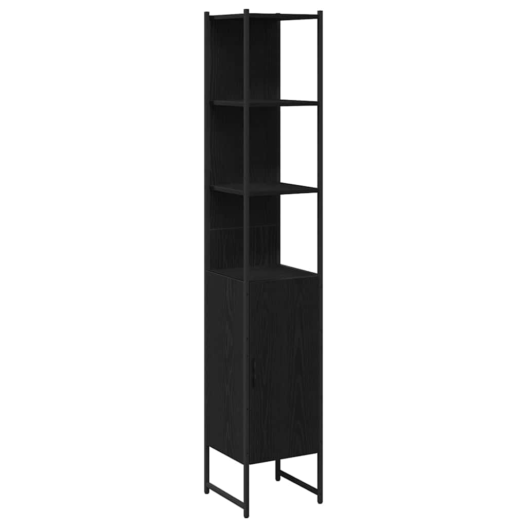 Badezimmermöbel-Set 3 pcs Schwarz Eichen-Optik Holzwerkstoff