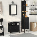 Badezimmermöbel-Set 3 pcs Schwarz Eichen-Optik Holzwerkstoff