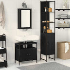 Badezimmermöbel-Set 3 pcs Schwarz Eichen-Optik Holzwerkstoff