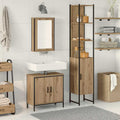 Badezimmermöbel-Set mit Regal mit Tür 3 pcs Braun Holzwerkstoff