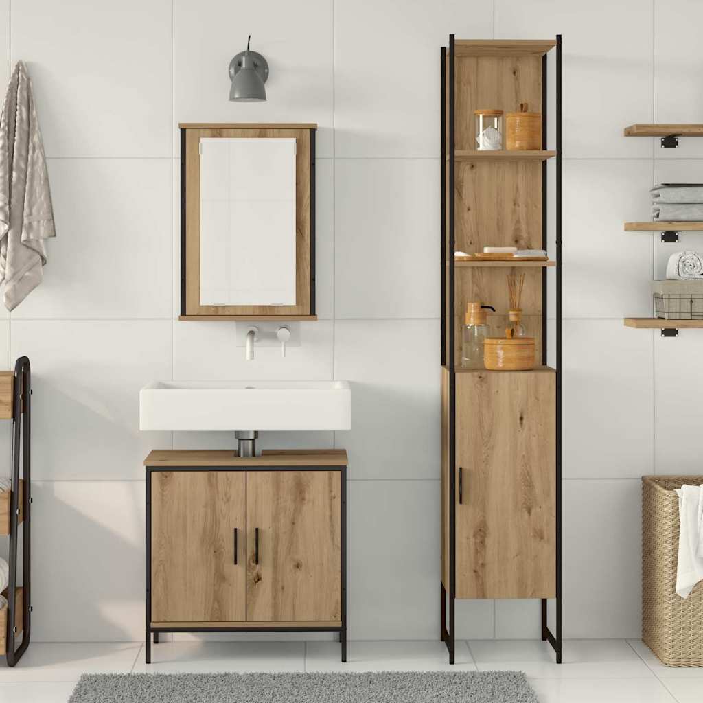 Badezimmermöbel-Set mit Regal mit Tür 3 pcs Braun Holzwerkstoff