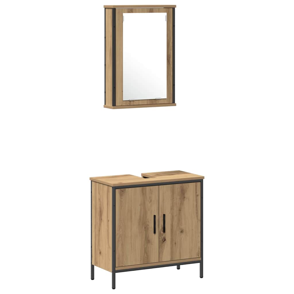 Badezimmermöbel-Set mit Regal mit Tür 3 pcs Braun Holzwerkstoff